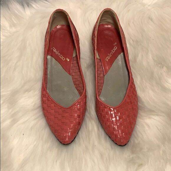 Akimbo Salmon Pink Woven Leather Heels Size 7/7.5 - Picture 2 of 5